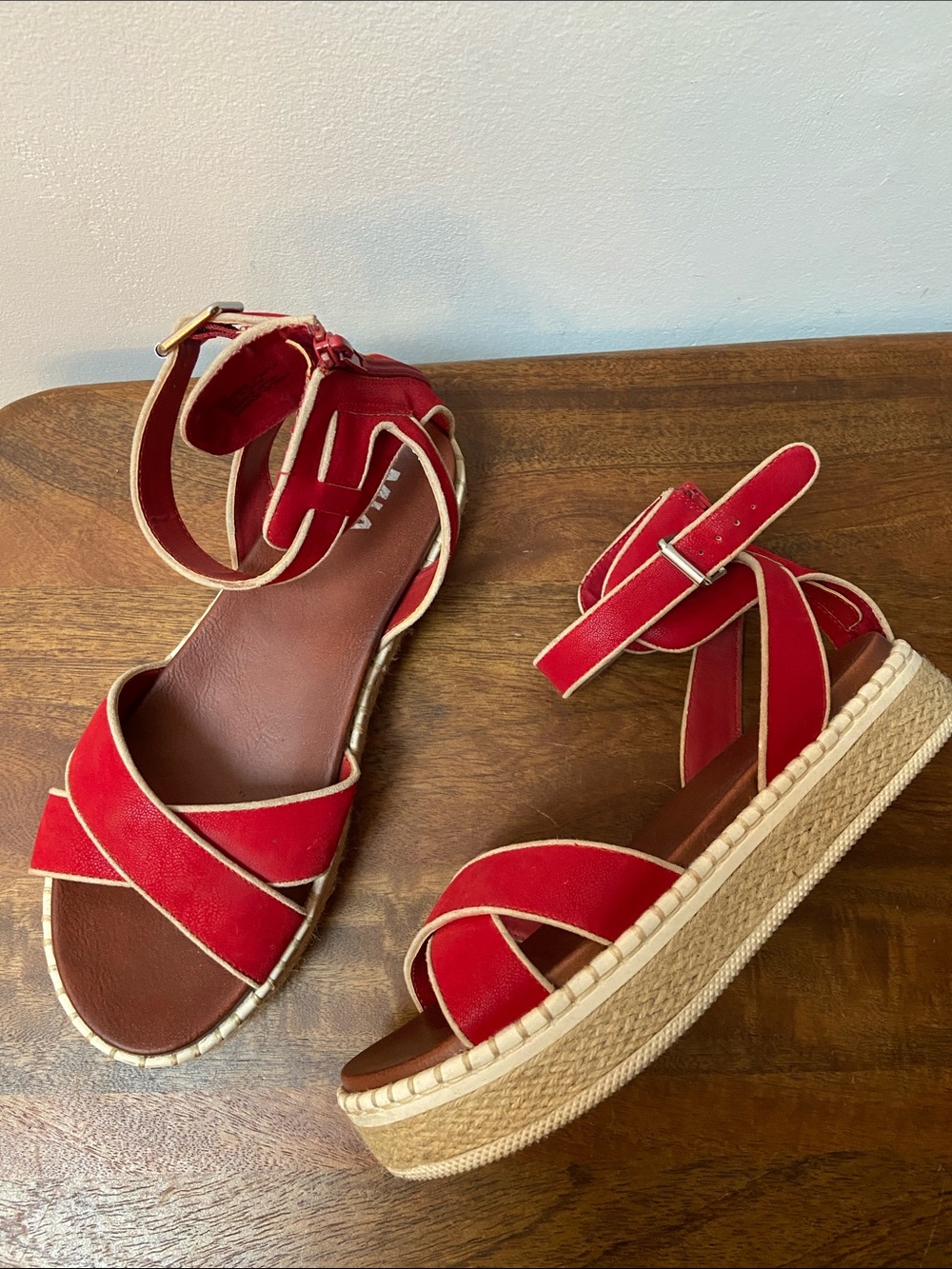 MIA Red Espadrille Platform Sandals